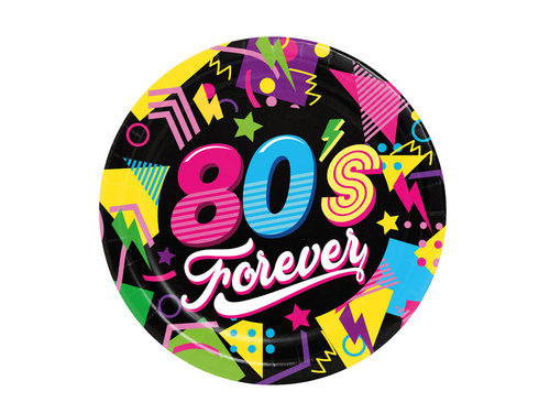 80's Forever farfurii de hârtie - 23 cm - 6 buc.