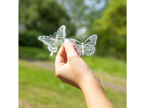 Abțibilduri cu fluturi holografici albi - 12 buc.