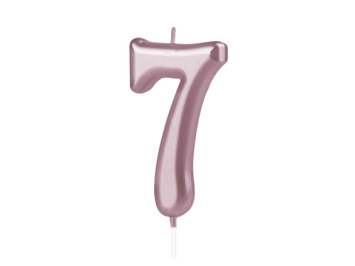 Lumânare cu număr din aur roz - 7 - șapte