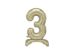 Balon din folie în picioare numărul 3 auriu - 76 cm - 1buc.