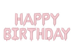 Balon cu folie Happy Birthday roz mat - 340 x 35 cm