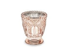 Suporturi de lumânări din sticlă - aur roz - 8 cm - 4 buc.