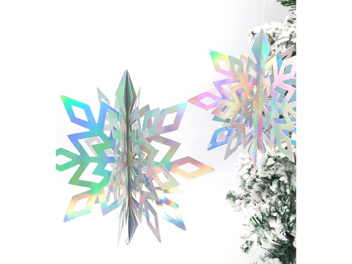 Ghirlandă iridescentă cu fulgi de zăpadă - 6 buc.