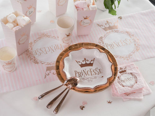Șervețele aniversare Princesse cu coroană aurie - 25 cm - 20 buc.