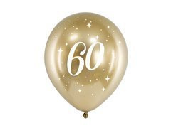 Baloane din latex aurii lucioase cu numărul 60 - 30 cm - 6 buc.