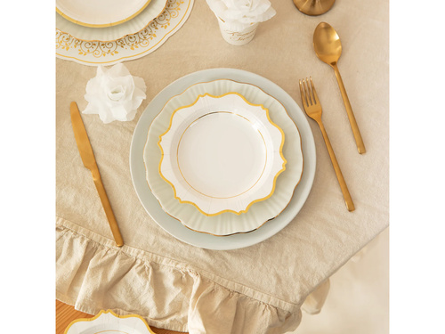 Farfurii albe cu margine aurie - 18 cm - 6 buc.