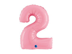 Balon din folie numărul 2 roz pastel - 14" - 1 buc.