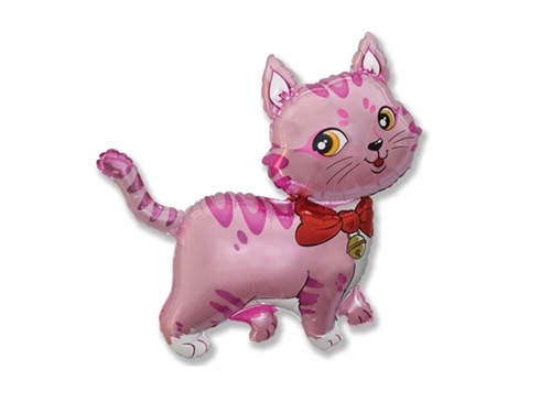 Balon cu băț de folie roz Kitten - 36 cm - 1 buc.