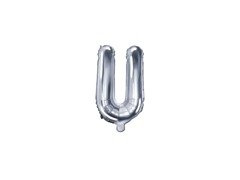 Balon din folie litera "U" argintiu - 35 cm