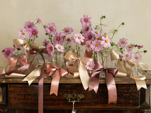 Panglică de satin, roz murdar, 38 mm / 25 m, 1 buc.