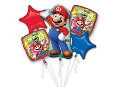 Buchet de baloane cu folie Super Mario - 1 kpl.