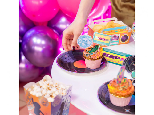 Farfurii de hârtie Retro Disco - 18 cm - 6 buc.
