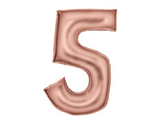 Balon din folie satinată numărul 5 roz auriu - 86 cm - 1 buc.