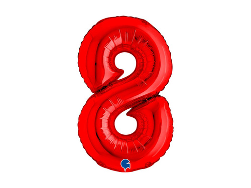 Balon din folie numărul 8 roșu - 14" - 1 buc.