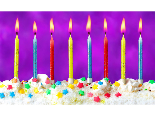 Lumânări aniversare cu sclipici - 12 buc.