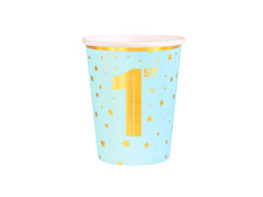 Pahare de hârtie albastre pentru ziua de naștere - 220 ml - 6 buc.