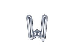 Balon din folie litera "W" argintiu - 35 cm