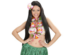 Colier ghirlandă hawaiiană multicoloră cu frunze - 1 buc.