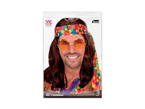 Peruca maro Hippie Dude cu bentiță