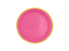 Farfurii fucsia cu margine aurie - 18 cm - 6 buc.