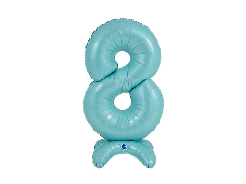 Balon din folie cu numărul 8 în picioare albastru pastel - 64 cm - 1 buc.