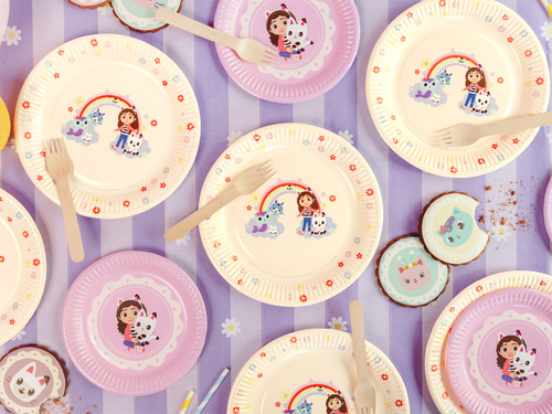 Farfurii de hârtie pentru aniversarea casei pisicii lui Gabi - 23 cm - 6 buc.