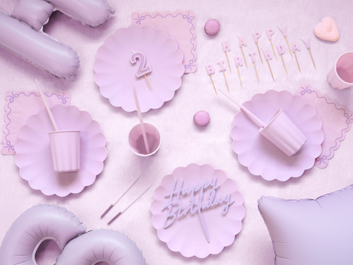 Topper pentru tort Happy Birthday violet - 16,5 x 18 cm - 1 buc.