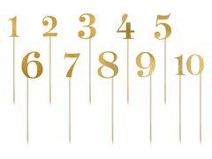 Numere de masă metalice aurii - 11 buc.