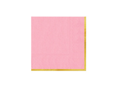 Șervețele de hârtie roz cu margine aurie - 33 cm - 10 buc.