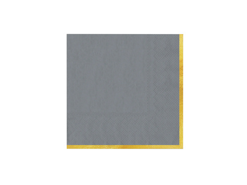 Șervețele de hârtie gri cu margine aurie - 33 cm - 10 buc.