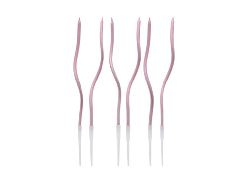 Lumânări aniversare răsucite aur roz - 16,5 cm - 6 buc.