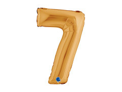 Balon din folie numărul 7 auriu - 14" - 1 buc.