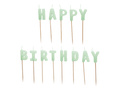 Happy Birthday inscripție lumânări picnic - verde - 1 op.