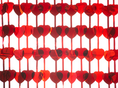 Perdea de inimi roșu - 100 x 200 cm - 1 buc.