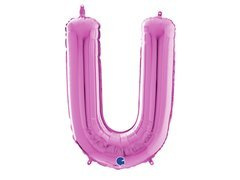 Fucsia litera U balon de folie - 66 cm - 1 buc.