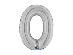 Balon din folie numărul 0 argintiu - 14" - 1 buc.