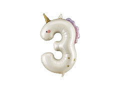 Unicorn balon de folie numărul 3 - 93 cm - 1 buc.