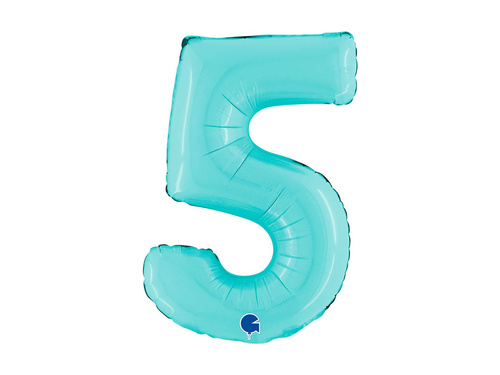 Balon din folie numărul 5 albastru pastel - 14" - 1 buc.