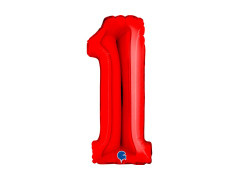 Balon din folie numărul 1 roșu - 14" - 1 buc.