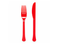 Tacâmuri din plastic roșu - 24 buc.