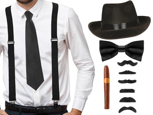 Set gangster negru - 1 set.