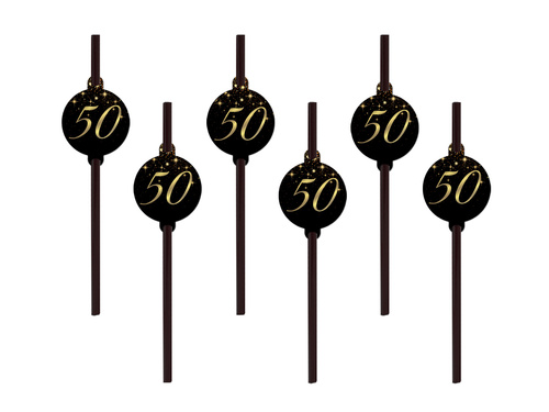 Paie negre strălucitoare pentru aniversarea a cincizeci de ani - 6 buc.