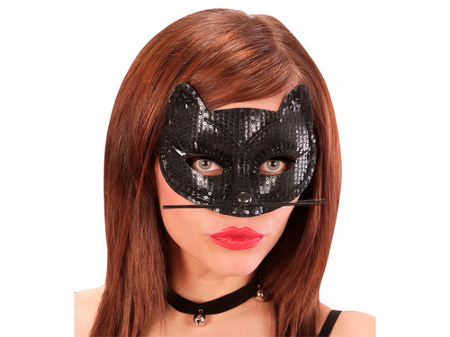 Masca de carnaval Pisica neagra cu paiete - 1 buc.