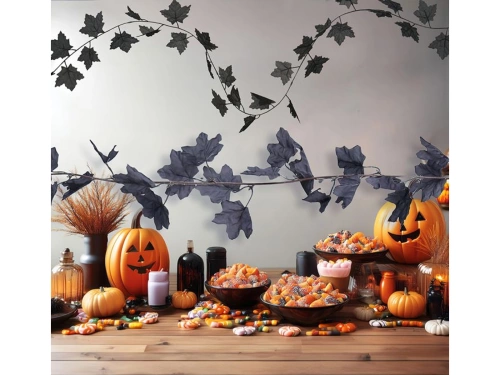 Ghirlandă cu frunze negre - 180 cm - 1 buc.