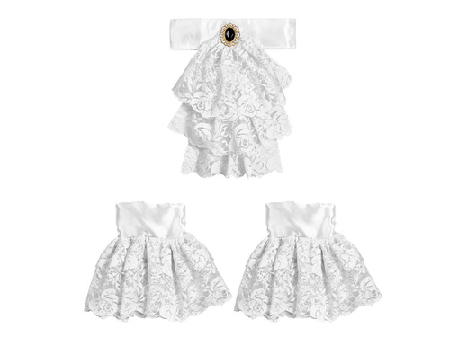 Jabot din dantelă cu manșete - 3 buc.