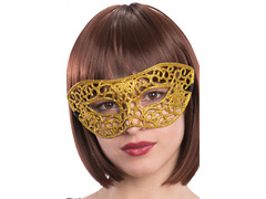 Mască de carnaval cu sclipici auriu