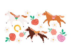 Tatuaje lavabile Cai și flori - 16 buc.