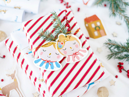 Etichete cadou Crăciun mix de modele - 12 buc.