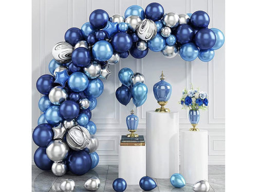 Set baloane argint-albastru pentru ghirlanda de baloane - 79 buc.
