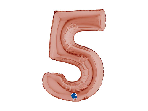 Balon din folie numărul 5 roz auriu - 14" - 1 buc.